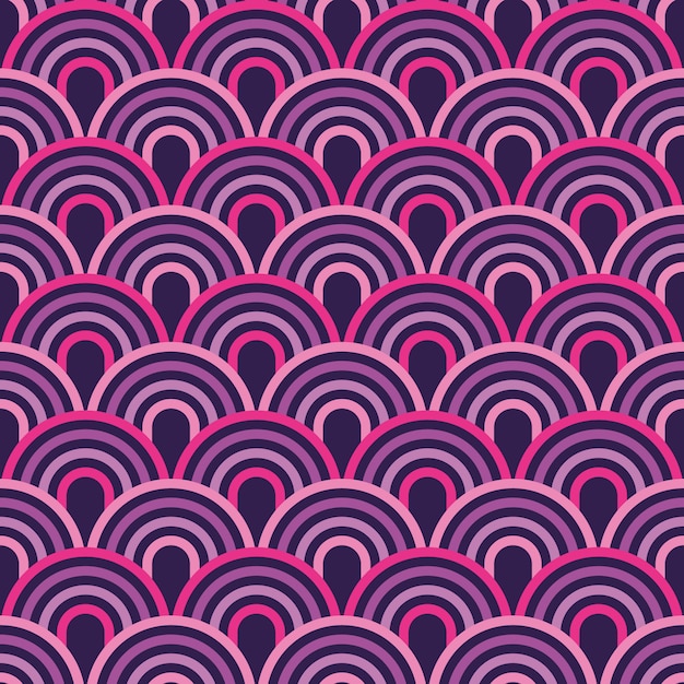 Modern line semicircles abstract geometric seamless pattern.