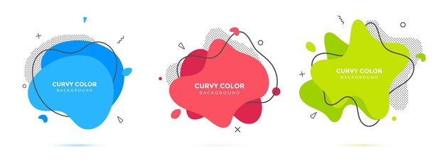 Modern liquid irregular amoeba blob shape abstract elements graphic flat style design fluid