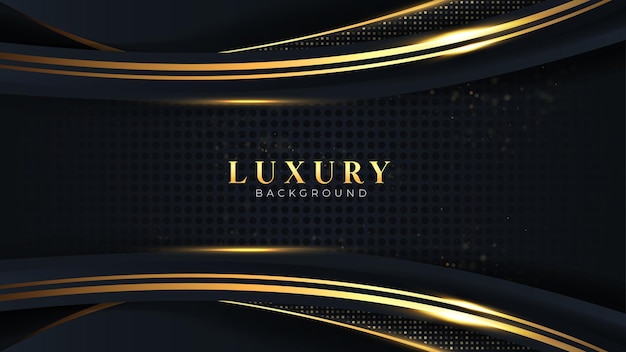 Modern luxury background vector overlap Curve layer on Golden dark and black with premium design