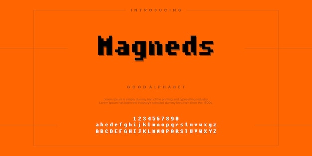 Modern minimal abstract alphabet fonts Typography technology electronic movie digital music