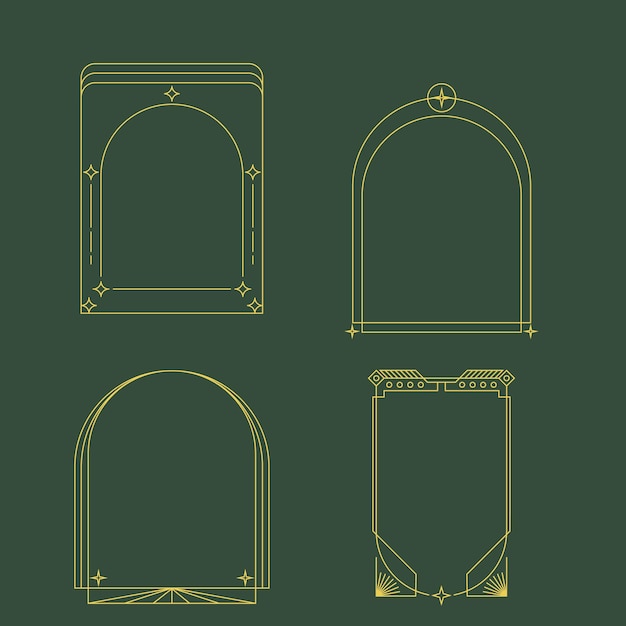 Modern minimalist aesthetic line elements frames with stars geometric forms simple decorative