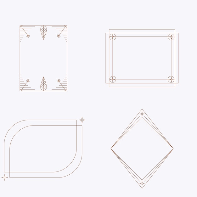 Modern minimalist aesthetic line elements set with trendy linear frames with stars arch frames geo