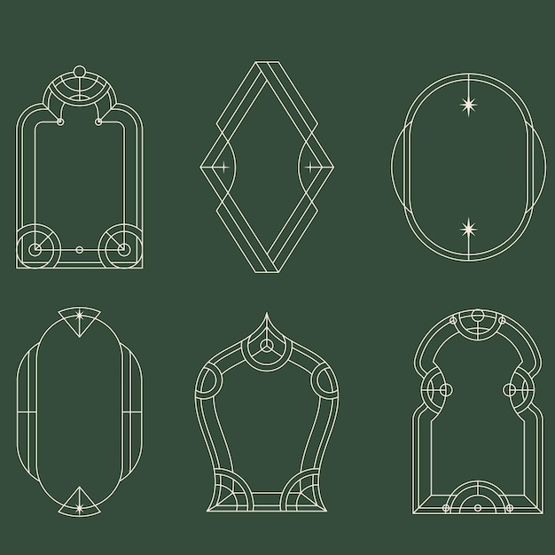 modern minimalist aesthetic line elements trendy linear frames with stars geometric forms arch fr