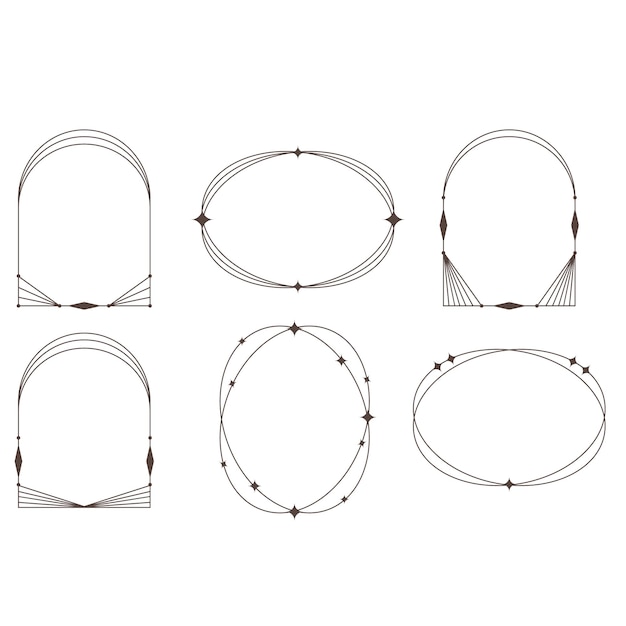 Modern Minimalist Aesthetic linear frames arcs stars and elements