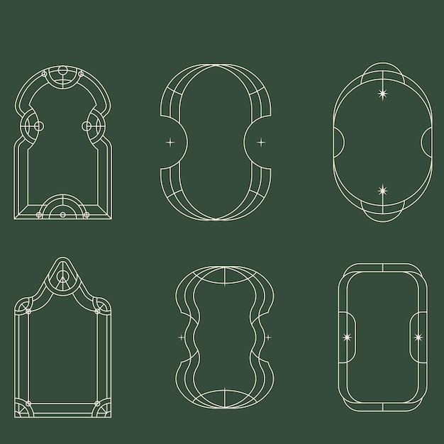 Modern Minimalist Aesthetic linear frames arcs stars and elements