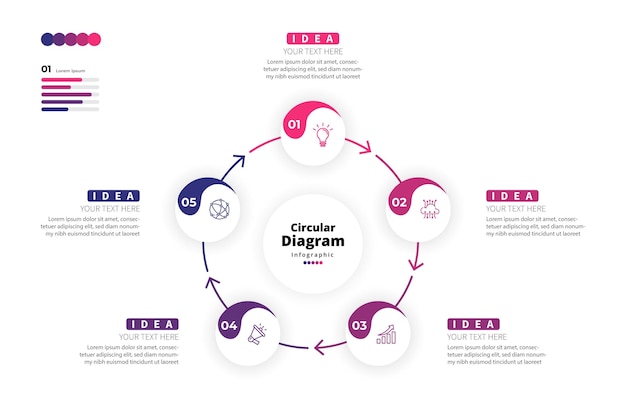 Modern minimalistisk elegant ren cirkelformad redigerbar infografikdesign mallvektor