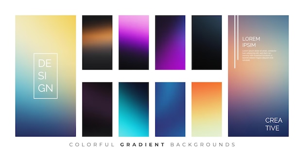 Modern Mobile Applications with Smooth Gradient Background Set