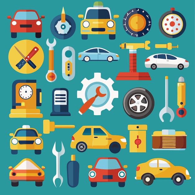 Modern Mobile Repair and Maintenance Icons Comprehensive Set for Smartphone and Automotive Services