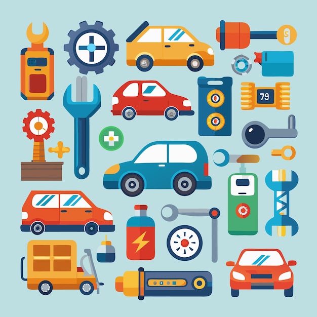 Modern Mobile Repair and Maintenance Icons Comprehensive Set for Smartphone and Automotive Services