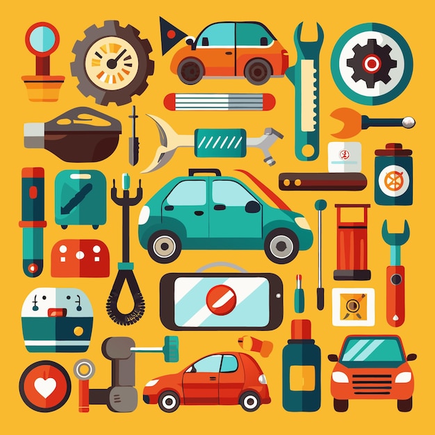 Modern Mobile Repair and Maintenance Icons Comprehensive Set for Smartphone and Automotive Services
