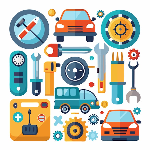 Modern Mobile Repair and Maintenance Icons Comprehensive Set for Smartphone and Automotive Services