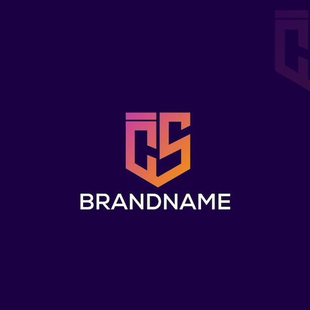 modern monogram initial letter cs logo design template