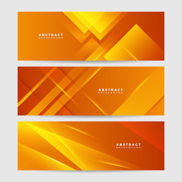 Modern orange yellow abstract vector long banner Minimal background with waves arrows geometric shapes and copy space for text Social media cover and web wide banner template
