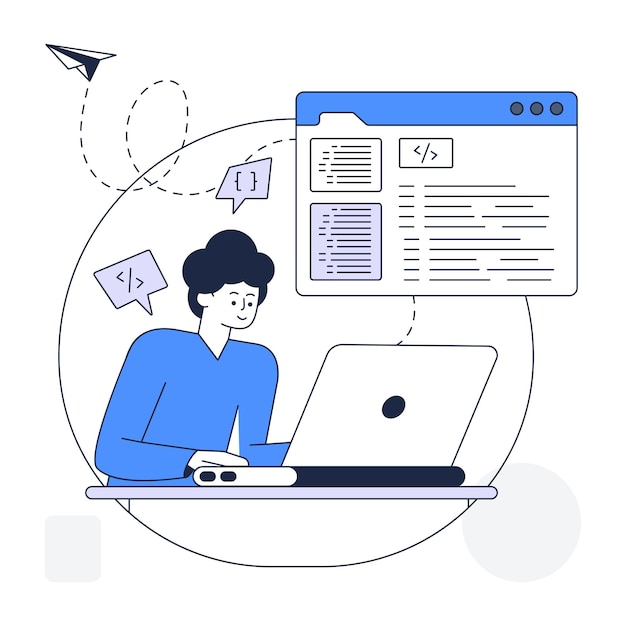 Modern outline illustration of a developer