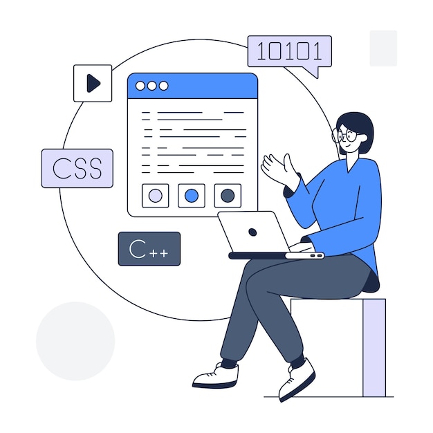 Modern outline illustration of a software developer