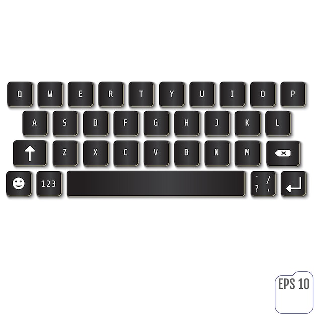 modern realistic keyboard for smartphone or tablet pc with alphabet buttons vector illustration
