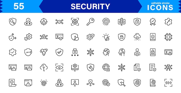 modern security icon set vector illustration featuring essential protection shield and lock icons for secure and professional design projects