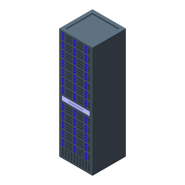 Modern server tower storing big data isometric view