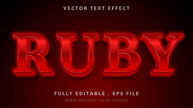 Modern Shine 3d Gradient Red Word Ruby Editable Text Effect Design Template