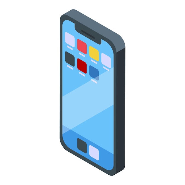 Modern smartphone displaying apps in isometric view