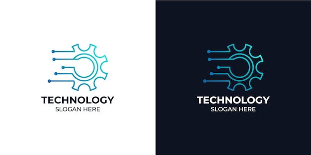 Modern style technology and data logo set