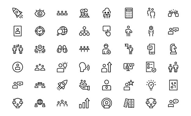 Modern Teamwork Icon Set Professional and Minimalist Vectors for Collaboration Team Building