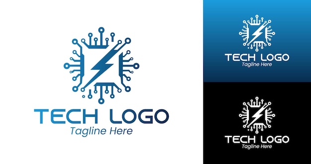 Modern Tech Logo with Blue and White Design for Tech Businesses and Platforms