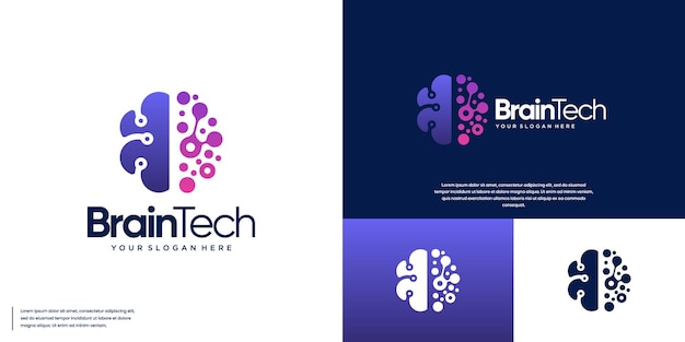 modern technology logo artificial intelligence software network connection vector design template