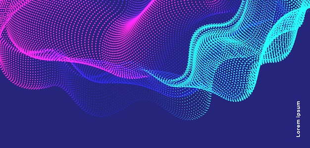 modern technology style background design with blue particle wave