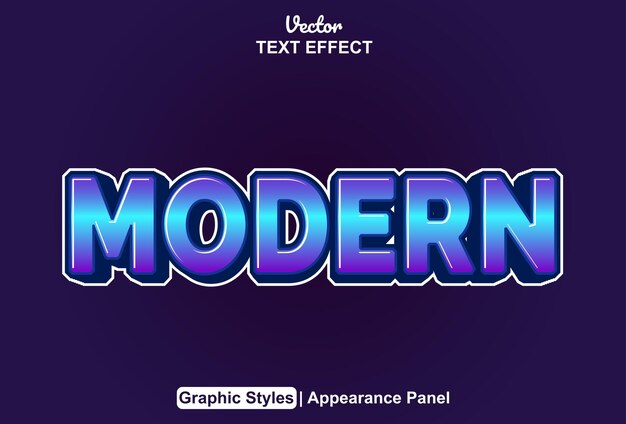 Modern text effect with blue color graphic style and editable