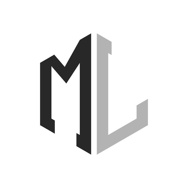 Modern Unique Hexagon Letter ML Logo Design Template Elegant initial ML Letter Logo Concept