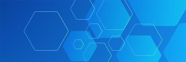 Moderne blå hexagon bannerbaggrund. Velegnet til medicinsk, futuristisk teknologi, digitalt banner.