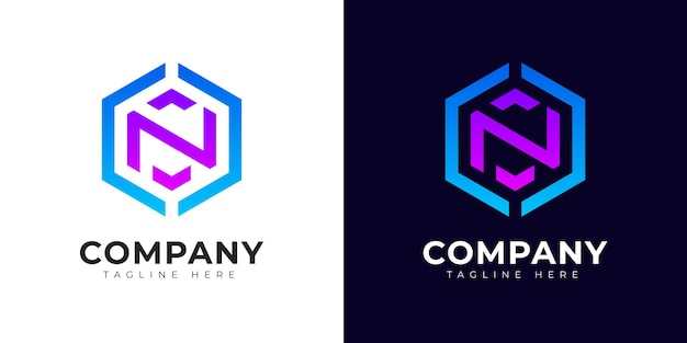 Moderne gradient stil initial bogstav n logo design skabelon