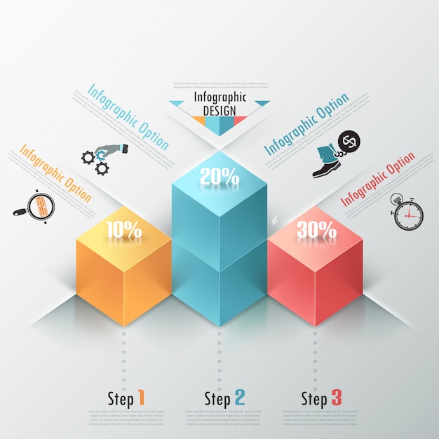 Moderne infografikker valgmuligheder banner med kuber