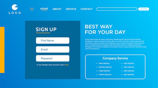 Moderne landing page skabelon