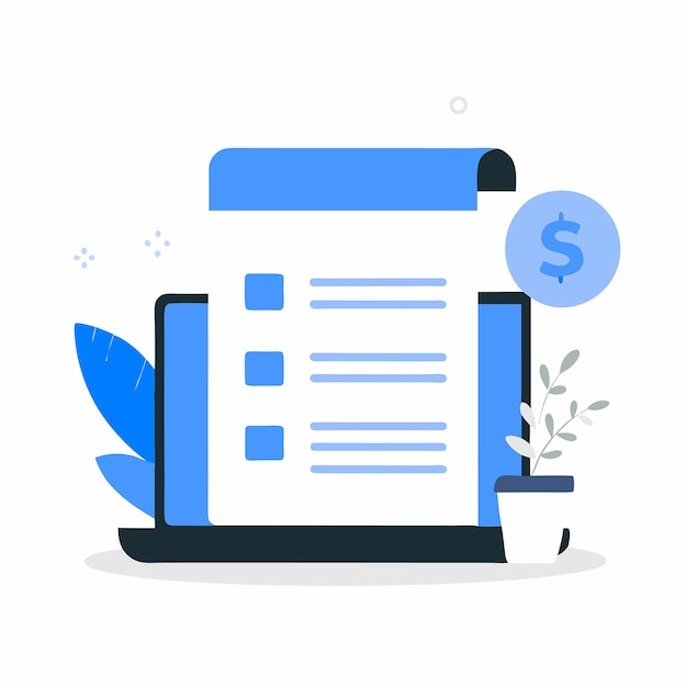 modernized invoice concept featuring a detailed illustration