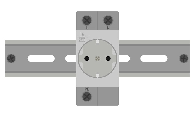 modular power socket of type f mounted on a din rail