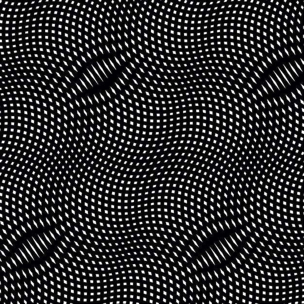Moire pattern, monochrome vector background with trance effect. Optical illusion, creative black and white graphic backdrop.