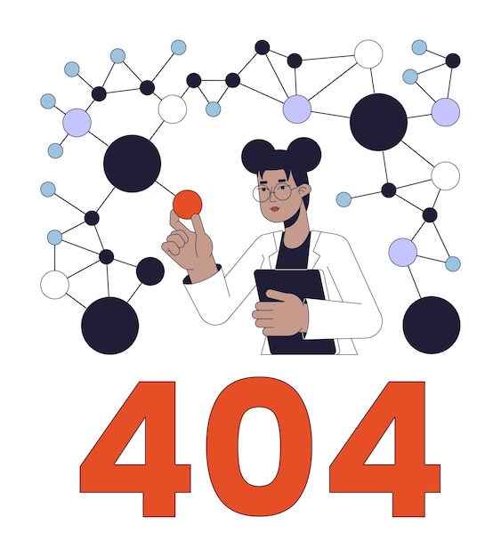 Molecular biology scientist error 404 flash message Analysis structure of molecules Empty state ui design Page not found popup cartoon image Vector flat illustration concept on white background