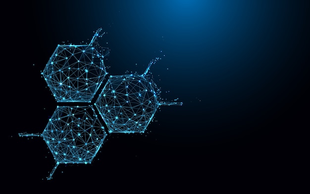 molecule structure icon form lines and particle.