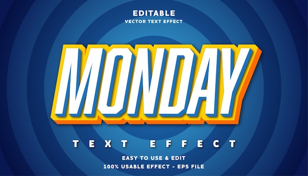 monday editable text effect with modern and simple style usable for logo or campaign title