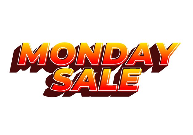 Monday sale Text effect in 3D style with eye catching colors