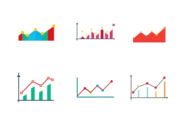 Money Economy Graph of Vector Illustration Set