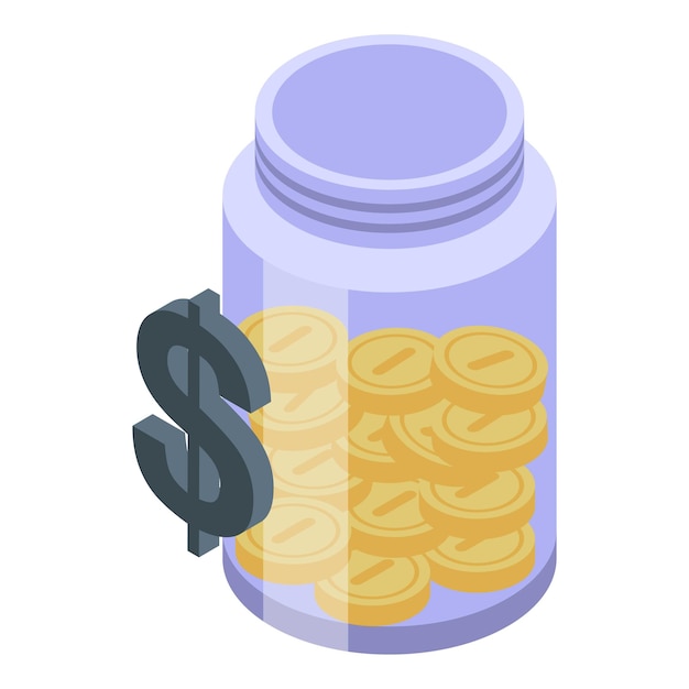 Money jar icon isometric vector Social esg Business energy