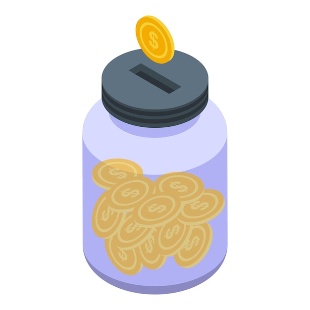 Money jar support icon isometric vector Financial help Business economy