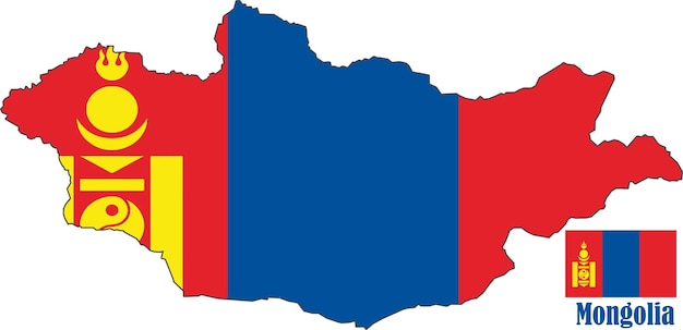 Mongolia Map and Flag