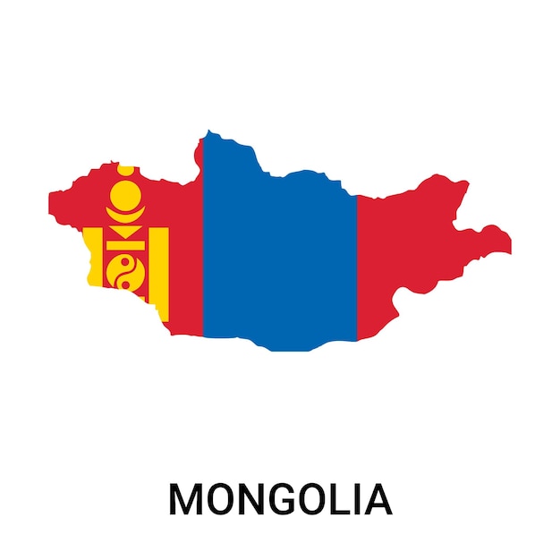Mongolia map with flag Mongolia Flag Map