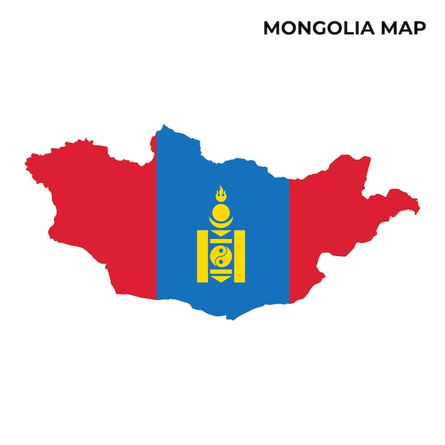 Mongolia National Flag Map Design Illustration Of Mongolia Country Flag Inside The Map vector image