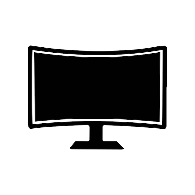 Monitor curved display black icon screen electronic computer design