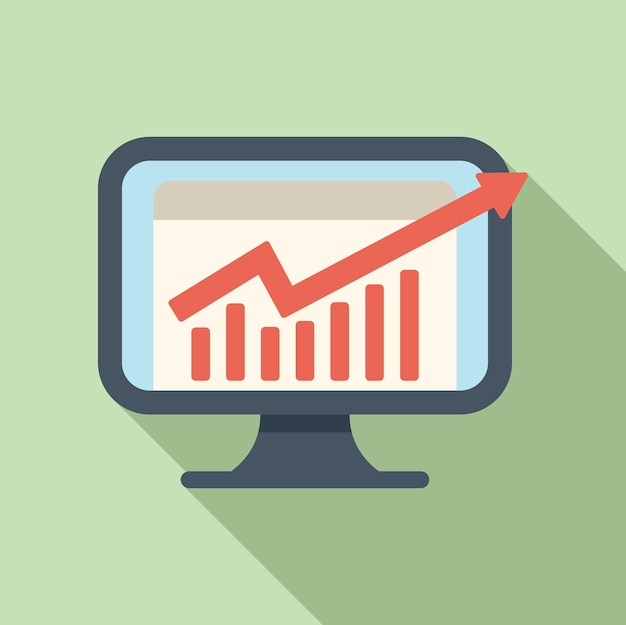 Monitor data finance icon flat vector Digital chart